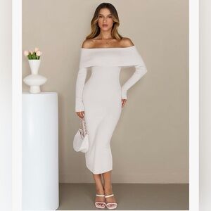 Merokeety Fall Off The Shoulder Bodycon sweater dress Small